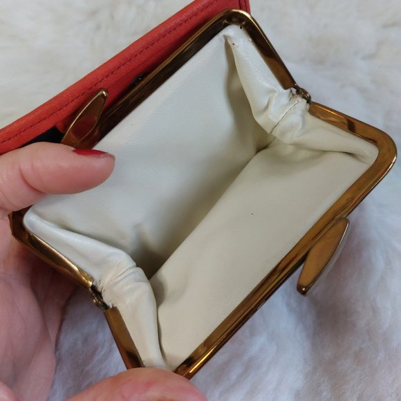 Vintage Lady Buxton Red Leather Clutch Short Wallet Pouch - Picture 10 of 12